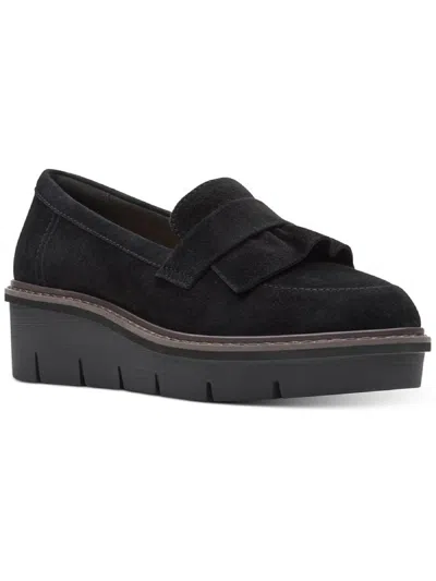 Clarks Airabell Slip Womens Suede Wedge Loafers In Black