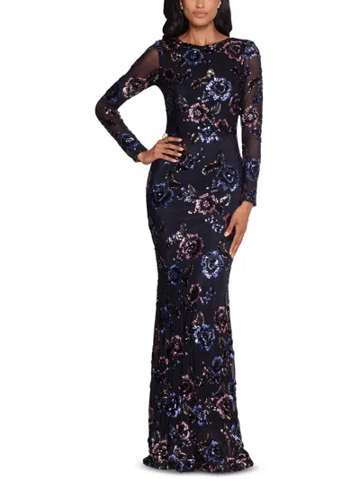 Betsy & Adam Womens Floral Maxi Evening Dress In Multi
