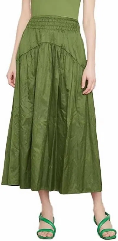 Vince Smocked Tiered Skirt In Herb In Green