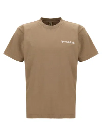 Sporty And Rich Drink More Water T-shirt Beige In Brown