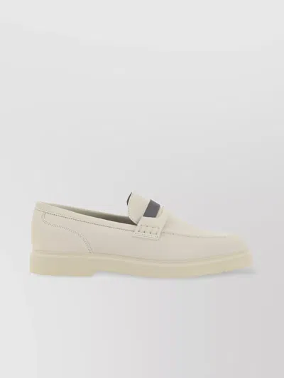 Brunello Cucinelli Leather Suede Loafers In White
