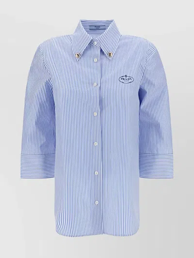 Prada Shirt In Bianco_azzurro