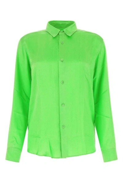 Ami Alexandre Mattiussi Long-sleeve Silk Shirt In Green