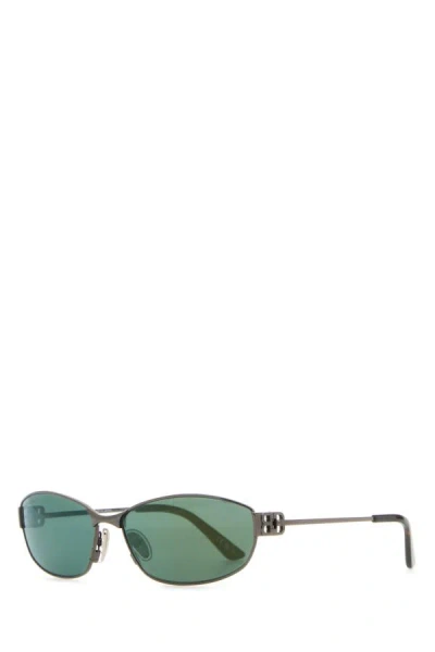 Balenciaga Unisex Silver Metal Mercury Oval Sunglasses