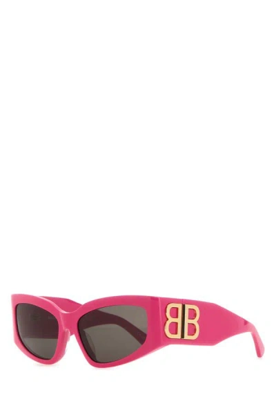 Balenciaga Woman Fuchsia Acetate Bossy Cat Sunglasses In Pink