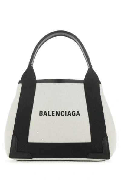 Balenciaga Woman Two-tone Canvas Small Cobas Navy Handbag In Multicolor