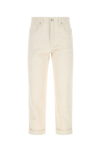Fendi Man Ivory Denim Jeans In White