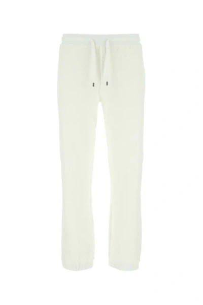 Fendi Man Ivory Terry Fabric Joggers In White