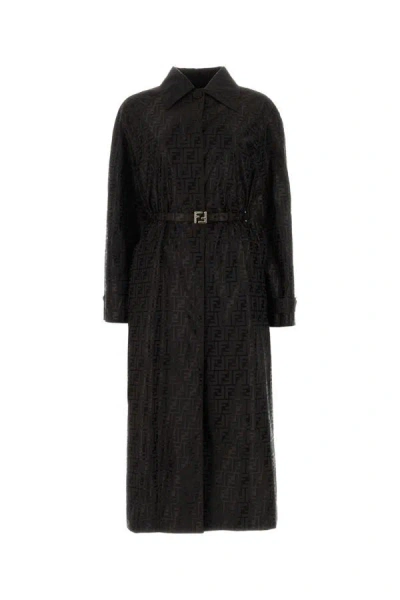 Fendi Woman Black Cotton Blend Trench Coat