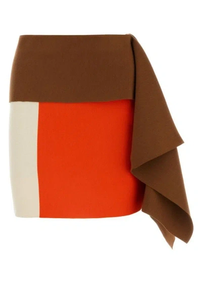 Fendi Asymmetric Mini Skirt In Multicolor