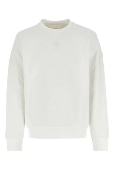 Moncler Man White Cotton Sweatshirt In Cream