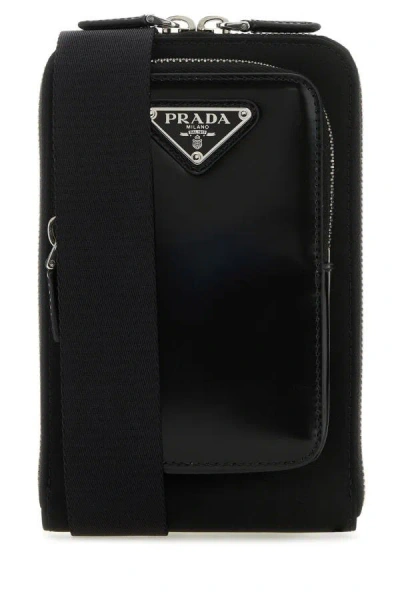 Prada Man Black Nylon And Leather Phone Case
