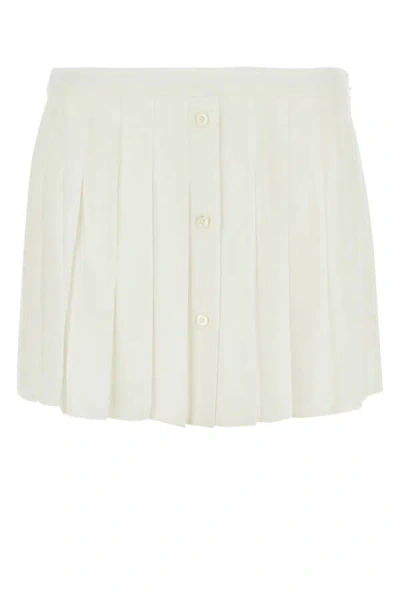 Prada Pleated Mini Skirt In Beige