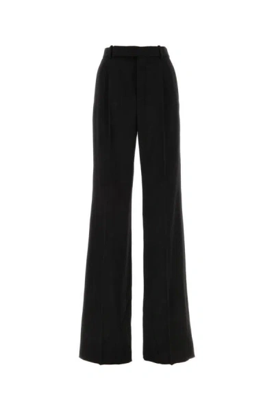 Saint Laurent Woman Black Grain De Poudre Wide-leg Trouser