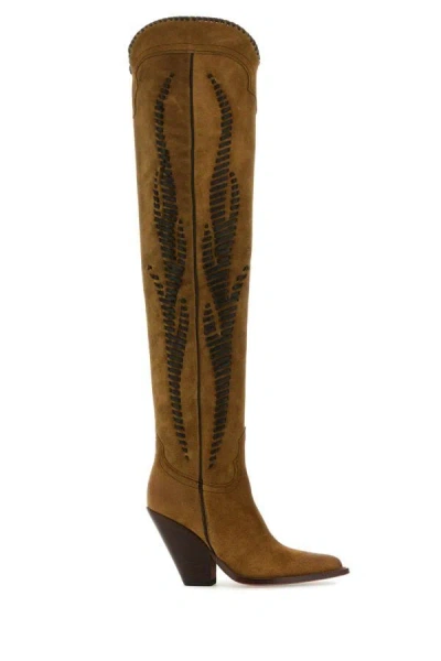 Sonora Woman Camel Suede Hermosa Twist Over-the-knee Boots In Brown
