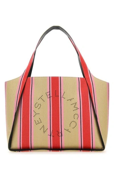 Stella Mccartney Woman Embroidered Raffia Stella Logo Shopping Bag In Multicolor