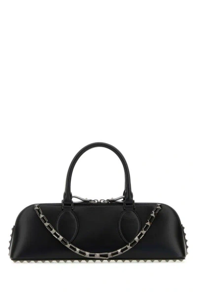 Valentino Garavani Woman Black Leather Rockstud East-west Handbag