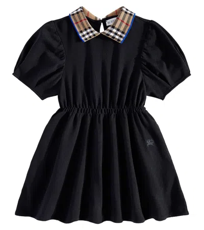 Burberry Kids'  Check Cotton Dress In Black