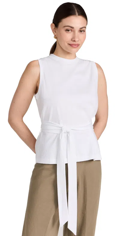 Vince Sleeveless Cotton Wrap Top In Optic White