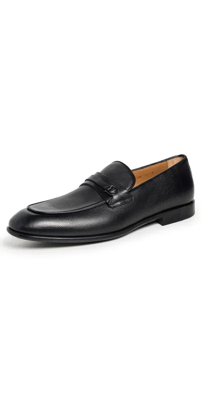 Ferragamo Men's Desio Leather Loafers In Nero New Biscotto