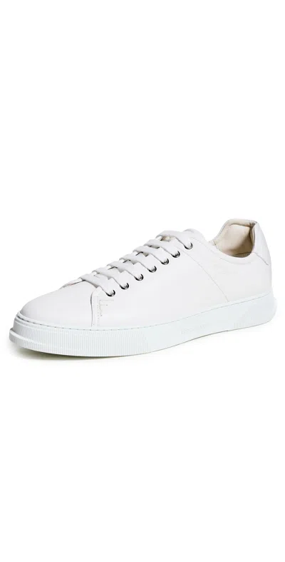 Ferragamo Leather Clayton Sneakers In Bianco Ottico