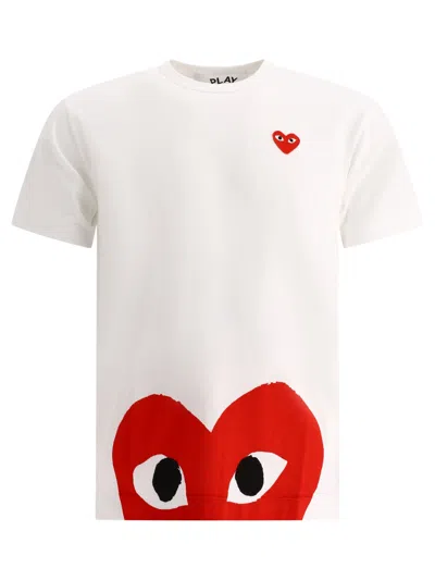 Comme Des Garçons Play "big & Small Heart" T Shirt In White