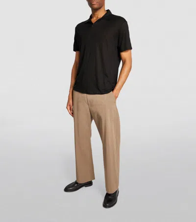 Paige Linen Polo Shirt In Black