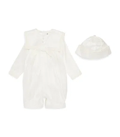 Sarah Louise Silk Playsuit And Hat Set (3-18 Months) In Ivory