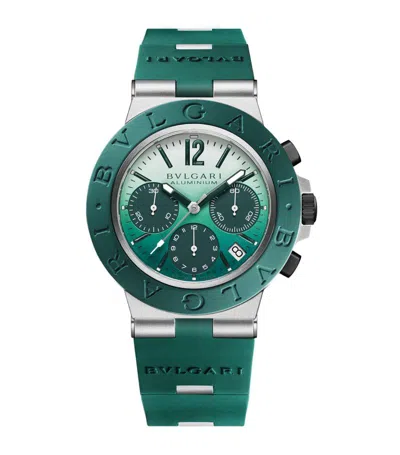 Bvlgari Aluminium Smeraldo Chronograph Watch 40mm In Green