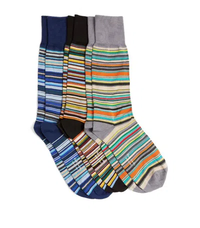 Paul Smith Cotton-blend Multicolour Stripes Socks (pack Of 6)
