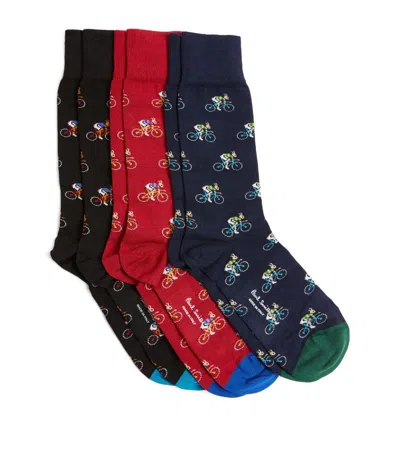 Paul Smith Cotton-blend Printed Socks (pack Of 3) In Multi