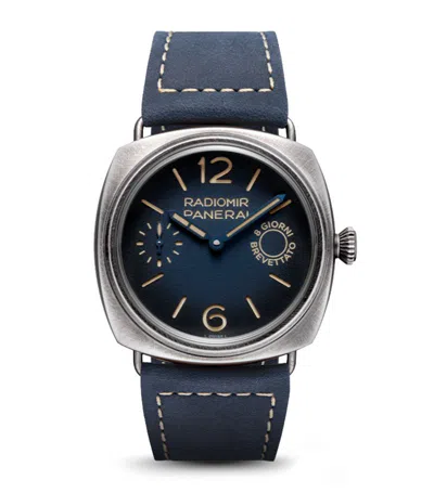 Panerai Stainless Steel Radiomir Otto Giorni Watch 45mm In Blue