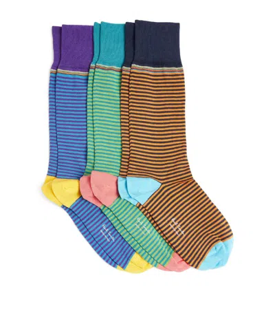 Paul Smith Cotton-blend Signature Striped Socks (pack Of 3) In Multi