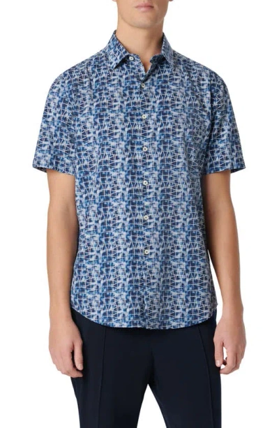Bugatchi Men's Jackson Abstract-print Short-sleeve Shirt In Night Blue