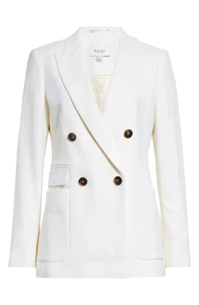 Reiss Womens White Larsson Double-breasted Wool-blend Blazer
