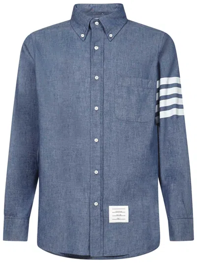 Thom Browne 9 Bar In Chambray Shirt In Blue
