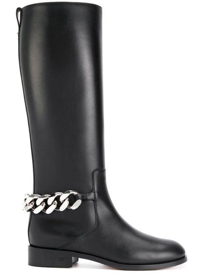 Givenchy Chain And Leather Boots In Black