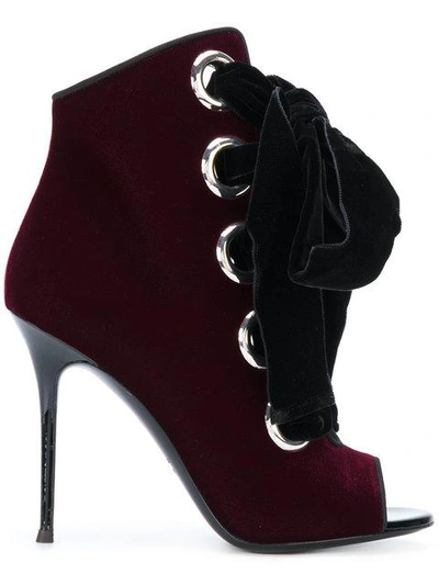 Giuseppe Zanotti Shoes Jeannine Amaranto Red Velvet Open-toe Bootie