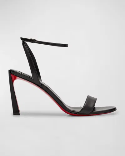 Christian Louboutin Condora Queen Leather Red Sole Sandals In Black