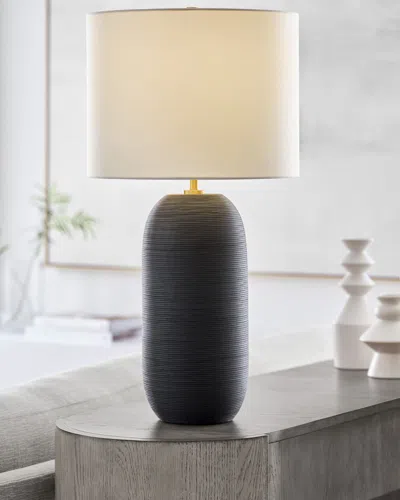 Visual Comfort Studio Fanny Slim Table Lamp In Matte White Ceramic By Hable In Rough Black Ceramic