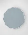 Deborah Rhodes Piped Round Scallop Placemats, Set Of 4 In Silver/french Blue