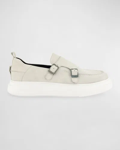 Karl Lagerfeld Men's Trainer-sole Suede Double-monk Loafers In Light Grey