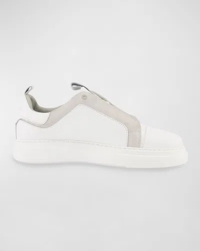 Karl Lagerfeld Men's Leather And Suede Karl Head Low-top Trainers In White / Grey