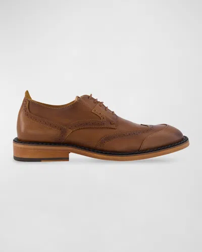 Karl Lagerfeld Men's Wingtip Brogue Leather Derby Shoes In Cognac