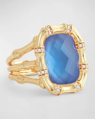 Anabel Aram Jewelry Bamboo With Stone Ring In Swiss Blue