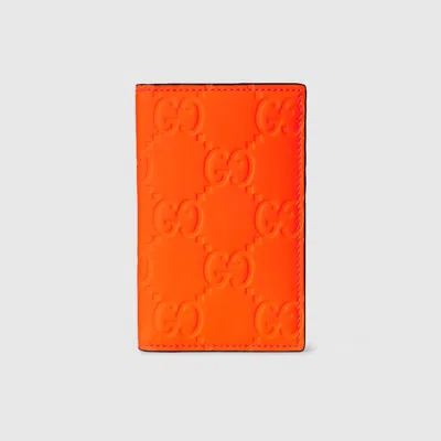 Gucci Gg Rubber-effect Long Card Case In Orange