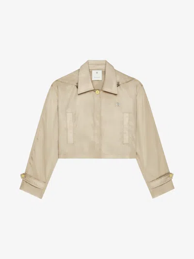 Givenchy Cropped Jacket With 4g Detail And Removable Hood In Neutral