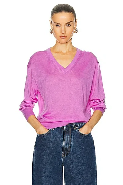Guest In Residence Womens Fuschia The Airy V-neck Cashmere Jumper