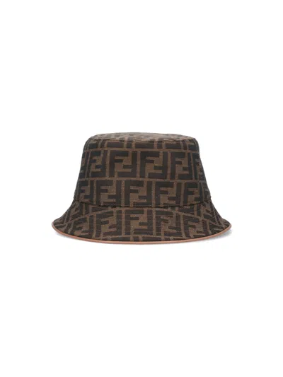 Fendi Logo Bucket Hat In Brown