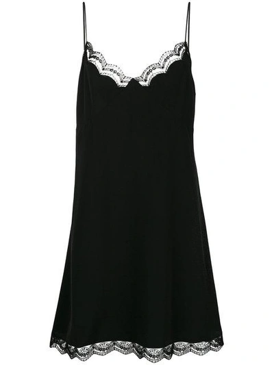 Chloé Lace Trimmed Slip Dress In Black